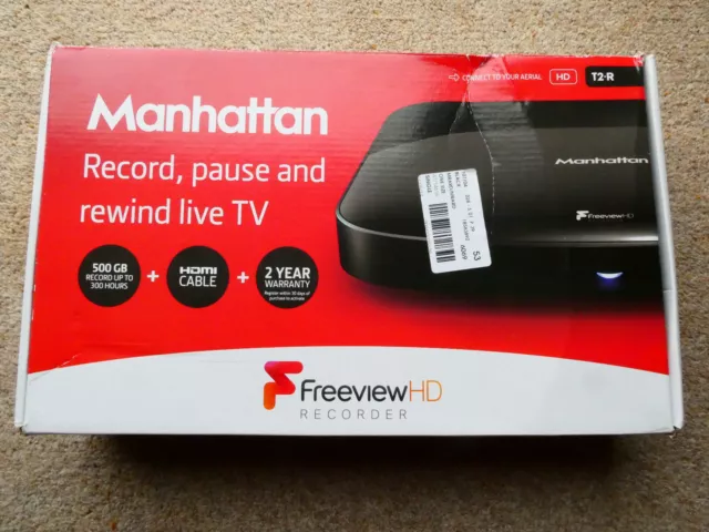 Manhattan T2-R 500 GB Freeview HD Recorder 500 GB - Black  Used