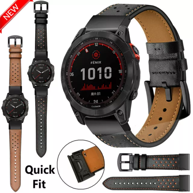 Quick Fit Dots Leather Watch Band Strap For Garmin Fenix 7 7X 6 6X Pro 5X Plus