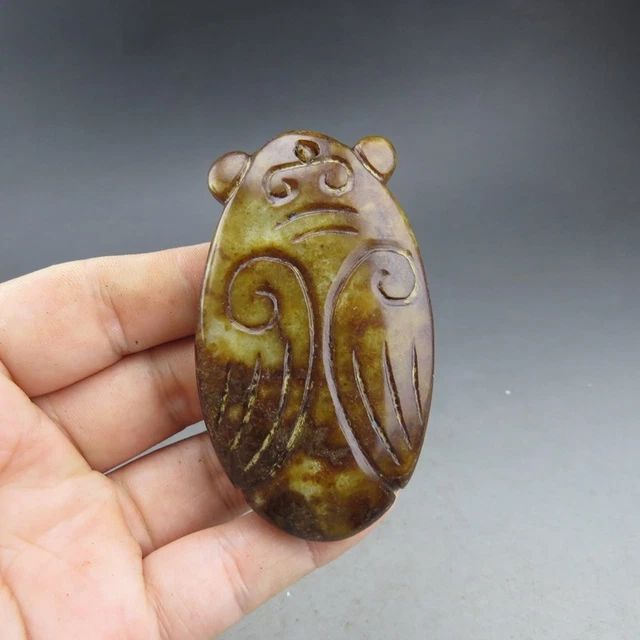 Chinese,jade,manual sculpture, natural jade,cicada, pendant  N908