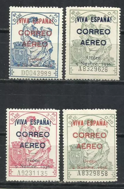 0120-Fiscales Nuevos ** 1936 Burgos Habilitados 125,00€ Serie Completa. Guerra C