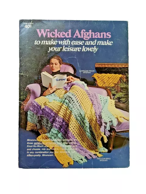 Vintage Wicked Afghans 70s Crochet Leaflet Instruction Book 7622 Hairpin Stitch