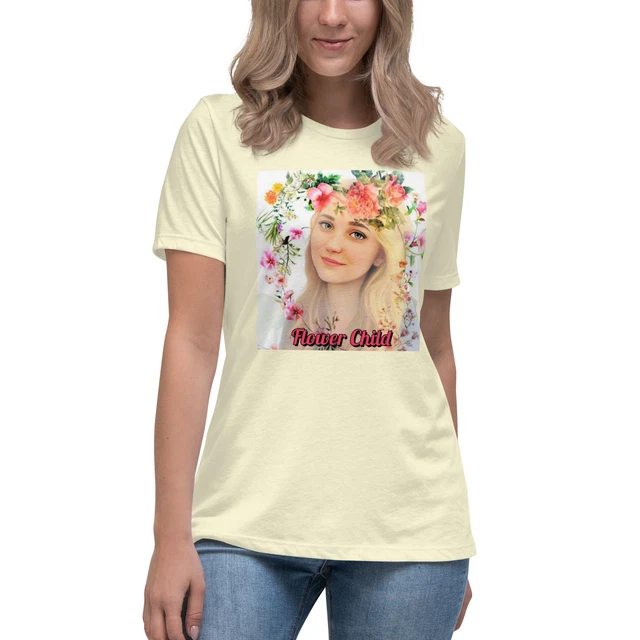 Flower Child Beautiful Girl Women's Relaxed T-Shirt Size Small - 3XL
