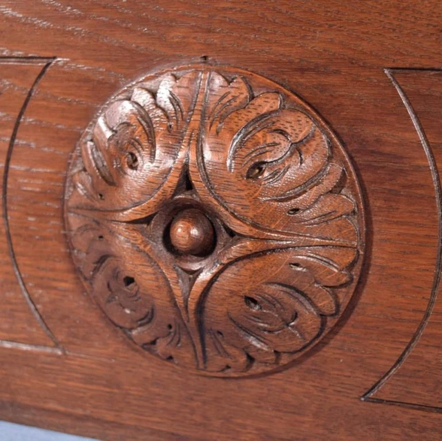 *40" French Antique Hand Carved Architectural Panel Solid Oak Wood Trim 8