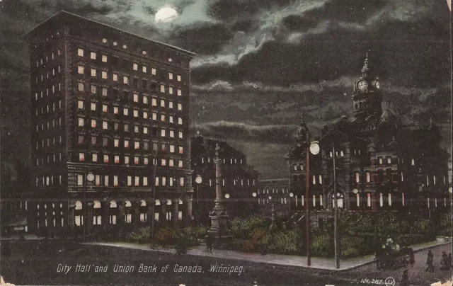 Winnipeg, CANADA - City Hall & Union Bank of Canada - Nightview