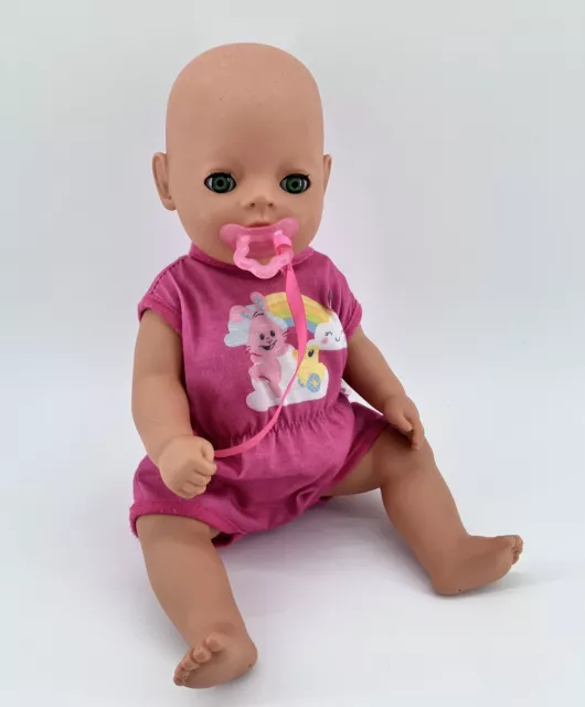 Baby Born Doll Zapf Creation 14” with Green Eyes & Pink Outfit & Pacifier 2019