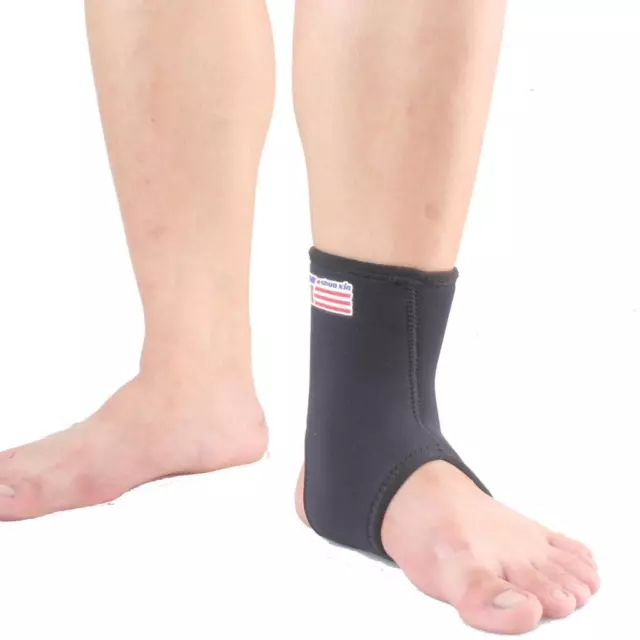 Ankle Support Brace Compression Sleeve Foot Sprain Protector Neoprene Black