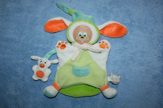 Doudou Et Compagnie Doudou Marionnette Bouilles De Doudou Lapin Blanc Vert Kom9