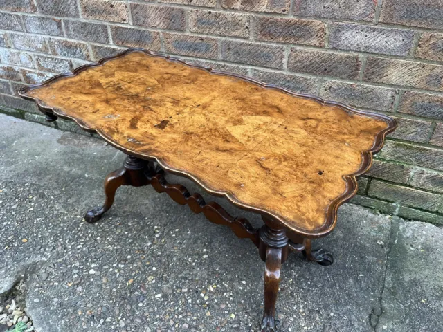 Beautiful Antique Centre/Coffee Table Burr Walnut Carved Claw Feet  Side Table 3