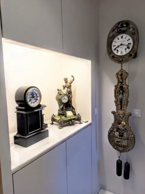 Reloj Pared Comtoise Policromado Morez Pendulo Muy Antiguo Sonería