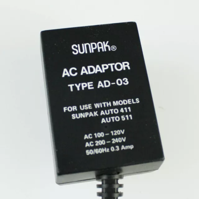 Sunpak AC Adaptor - Type AD-03 - for Sunpak Auto 411 Auto 511 - Untested