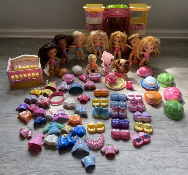 Fisher Price Snap N Style Dolls Ballerina Baby Dog CRIB Huge Wardrobe Closet Lot