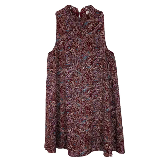 Everly Women Dress Medium Burgundy Red Paisley Sleeveless Shift Classic Casual