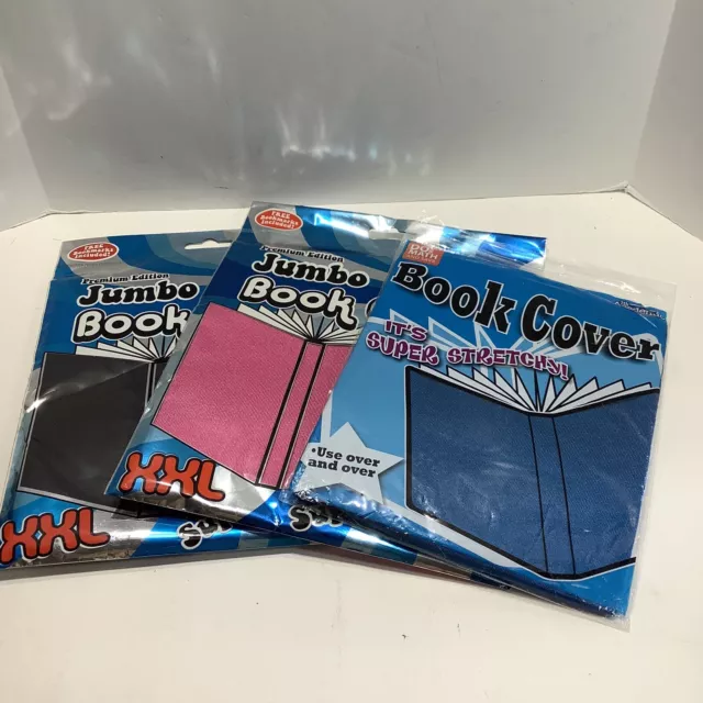 It's Academic Premium Edition XXL/Lg Super Stretchy Book Cover Lot Of 3 assorted