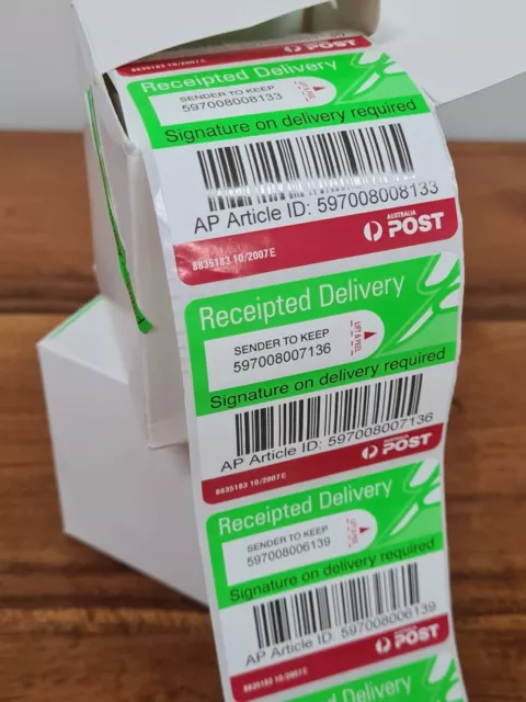 25-1000 Australia Post Receipted Delivery Signature On Delivery Tracking Labels 2