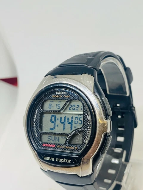 CASIO WAVE CAPTOR Men 3053 WV 58U Sport Watch Black Silicone Strap Alarm 12.77 PicClick UK