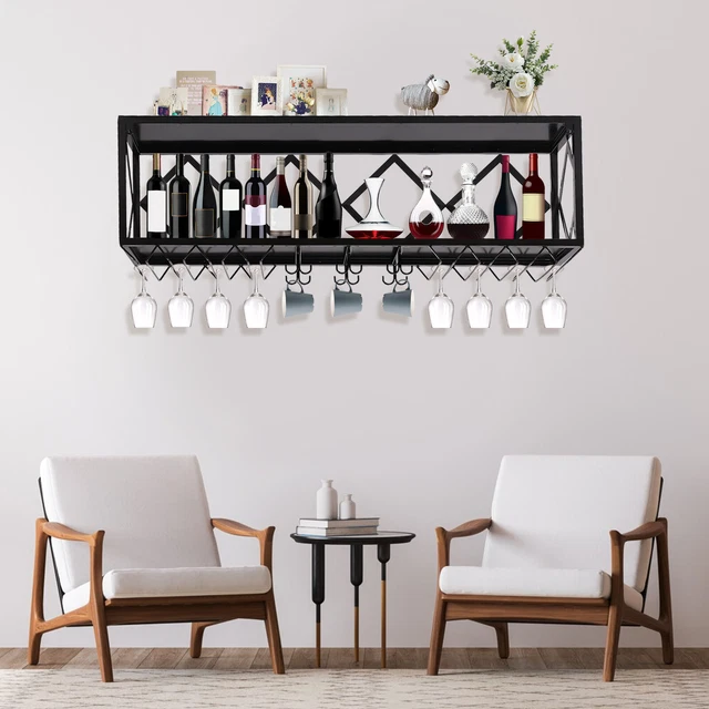 BAR UNIT FLOATING Shelves WallMounted Wine Racks Inverted Wine Glass