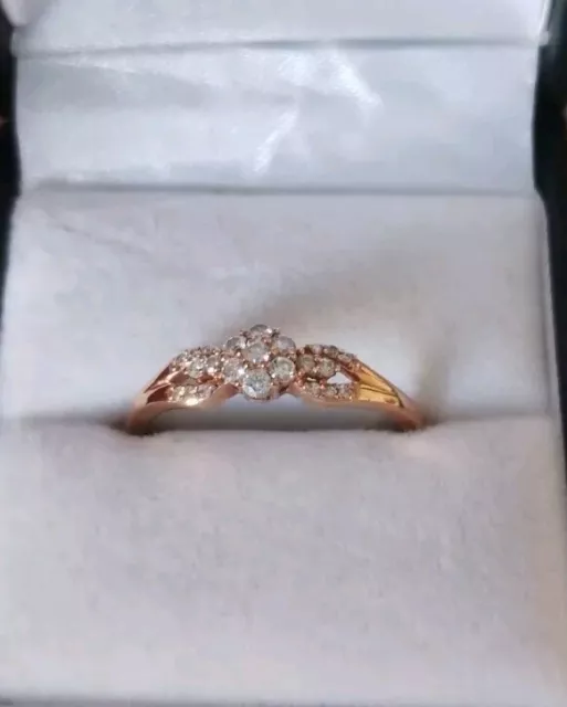 9k Natural Pink Diamond (0.2497cts) Rose Gold Ring, R/S,  1.83g