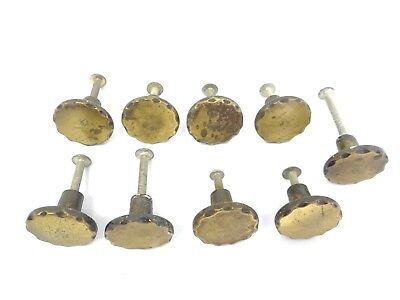 Vintage Set 9 Used Brass Metal Cabinet Drawer Handles Pulls Knobs Parts Hardware