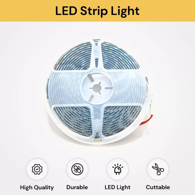 Waterproof Flexible Bright LED Strip Lights 12v 5050 SMD Cool White 300 LEDs 5m 2