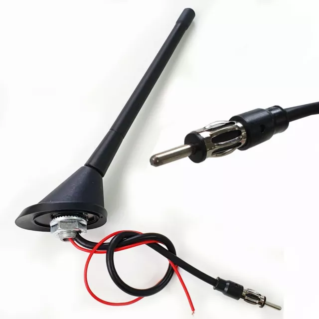 Coche Radio Varilla Corta Antena de Techo 16cm Pie 12V Cable 16V Amplificador