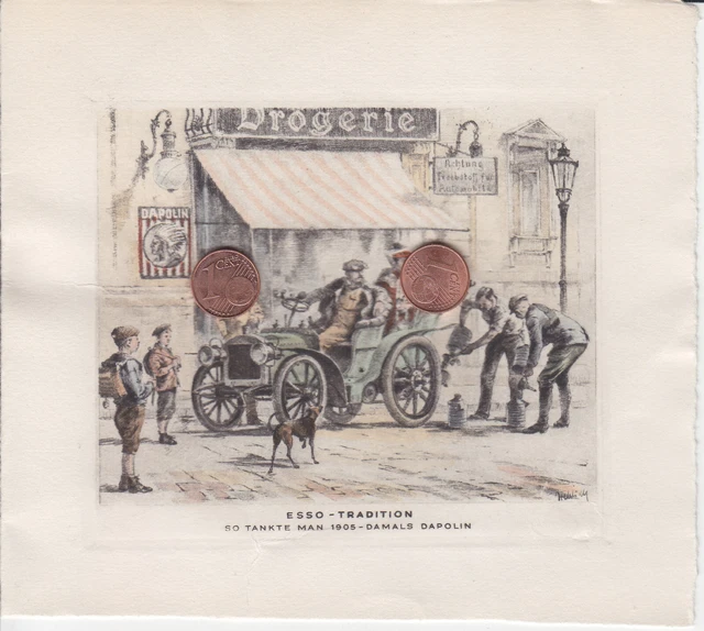 Werbung ESSO - TRADITION - so tankte man 1905 damals Dapolin Tankstelle Oldtimer