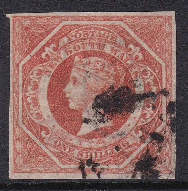 1854 NSW Large Diadems, 1/- Brownish Red, SG101, Imperf, '12' wmk, Fine Used