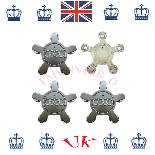 4x Grey Alloy Wheel Star Centre Caps 135MM For Audi A3 A4 A5 A6 A7 A8 S3 S4 S5