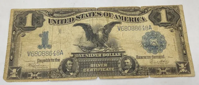 1899 One Dollar Silver Certificate Black Eagle! Serial# V68088648A