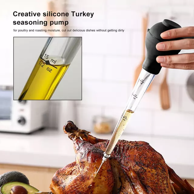 fr Turkey Baster Syringe Set for Cooking, Meat Marinade Injector with Needle Bru