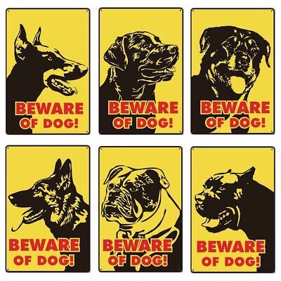 Beware of Dog Metal Tin Signs Poster Warning Dog Retro Plaque Wall Decorations