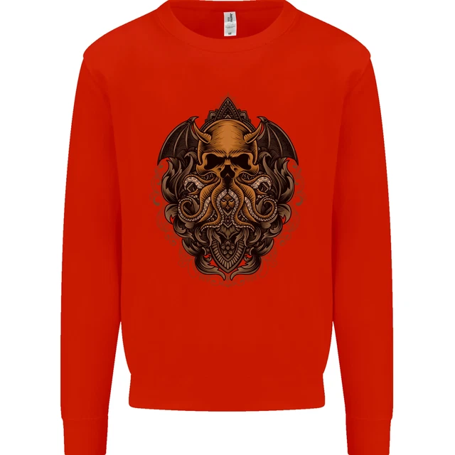 Felpa da uomo Cthulhu Octopus Kraken Devil Skull Demon 8