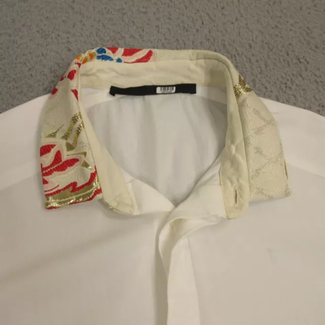 Haider Ackermann Womens Embroidered Collar Shirt Top size 38 White Short Sleeve 2