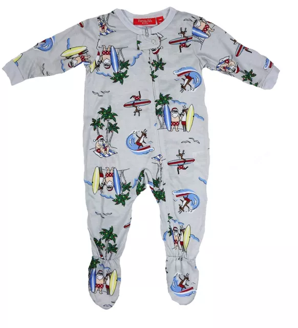 Family PJs Unisex Baby One Piece Tropical Santa Claus Pajamas, Size 12 Months