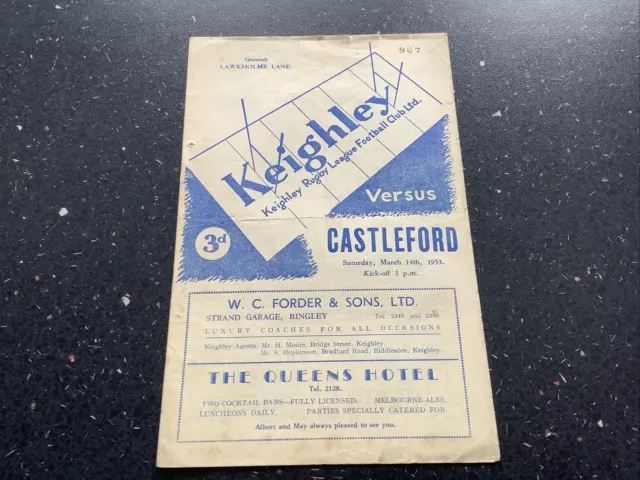 Keighley V Castleford Rugby League Match Programme 1953