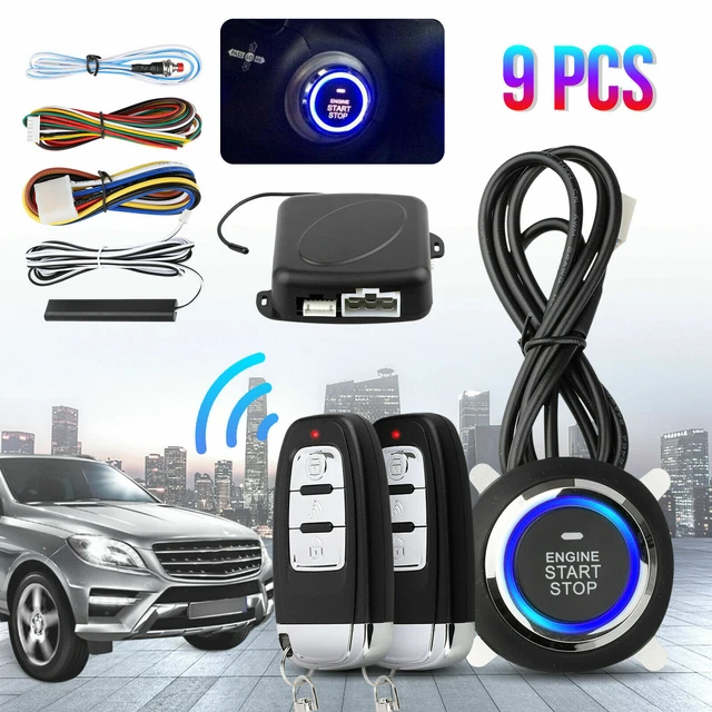 9PCS CAR KEYLESS Entry Engine Start Alarm System Push Button Remote
