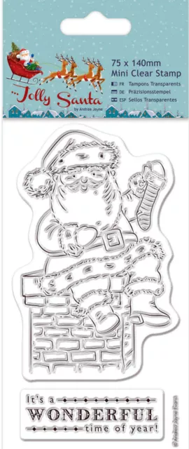 Docrafts Papermania Jolly Santa on the Chimney Christmas Clear Rubber Stamp 2pcs