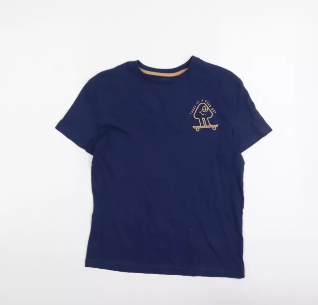 Camiseta básica de algodón azul para niños talla 9-10 años cuello redondo