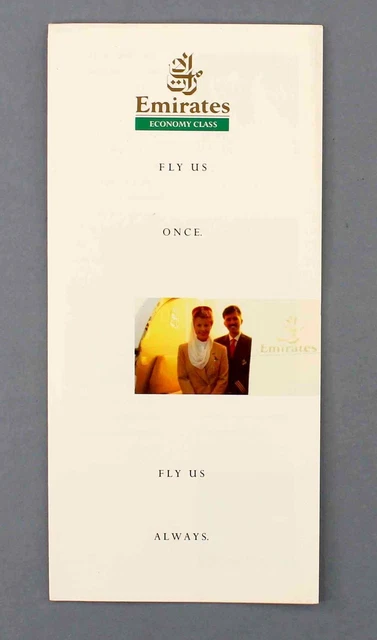 Emirates Economy Class Vintage Airline Brochure Early 1990’S Cabin Service Pics
