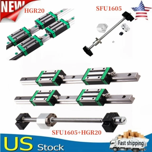 HGR20 LINEAR GUIDE Rail HGH20CA Block SFU1605 Ball Screw BF12/BK12 CNC