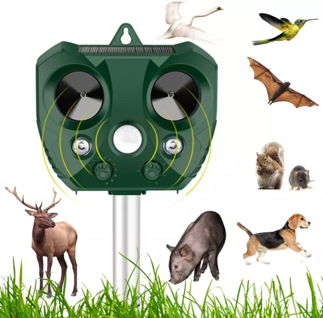 Ultrasonic Solar Cat Dog Repellent Fox Pest Scarer Deterrent Repeller Garden UK