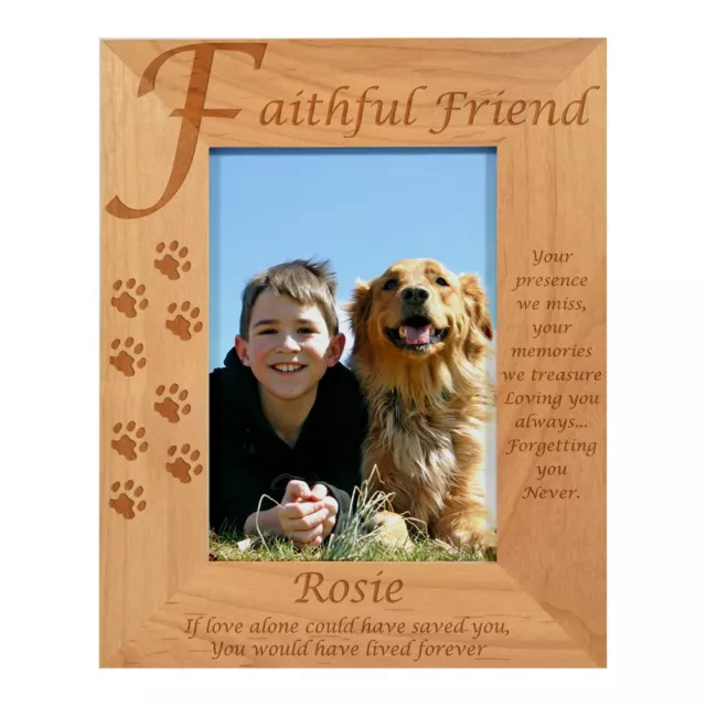 Personalised Faithful Friend Photo Frame, Dog Cat Pet Bereavement Remembrance