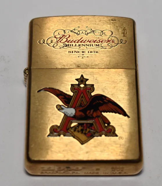Vintage 2000 Budweiser Millenium Since 1876 Brass Zippo Lighter Sealed Unfired