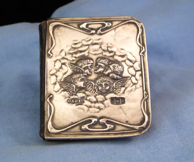 Miniature Bible Prayer Sterling Silver Angels Cherub Choir Art Nouveau Book 1906