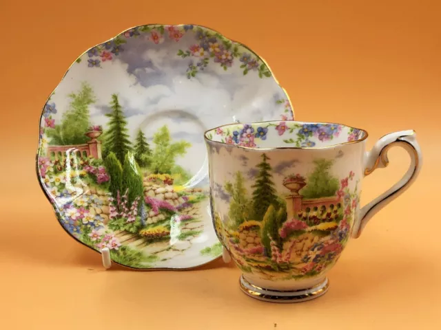 Royal Albert Crown China Hampton shape Kentish Rockery demitasse cup & saucer.