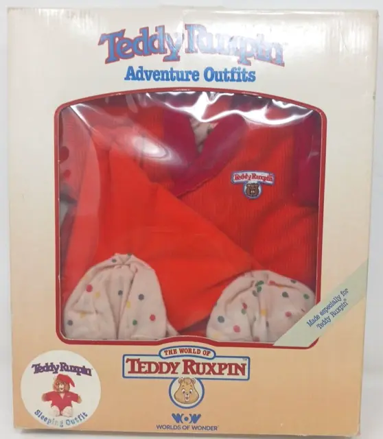 1985 TEDDY RUXPIN Worlds of Wonder Teddy Bear Adventure Sleeping Outfit Pajamas