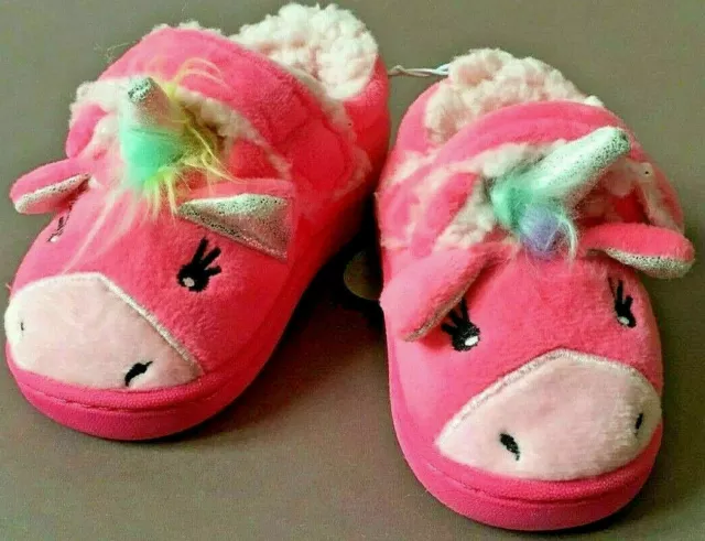 Neu Primark *Einhorn* Unicorn Hausschuhe Gefüttert Pink Kleinkind Baby Grösse19