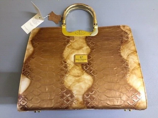 W VALENTINO GOLD Leather Di Berardino Designer Handbag New