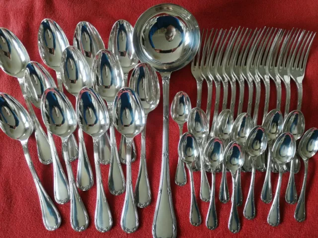 RUBANS SET Christofle Silver-plate Table Diner Forks Spoons Ladle Antique FRANCE