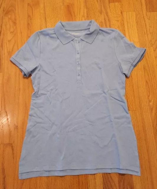 Old Navy Uniform Pique Polo Shirt Light Blue Short Sleeve Womens Size S ~NEW~