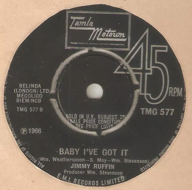 JIMMY RUFFIN Baby Ive Got It Brokenhearted TAMLA MOTOWN TMG NORTHERN SOUL UK 45